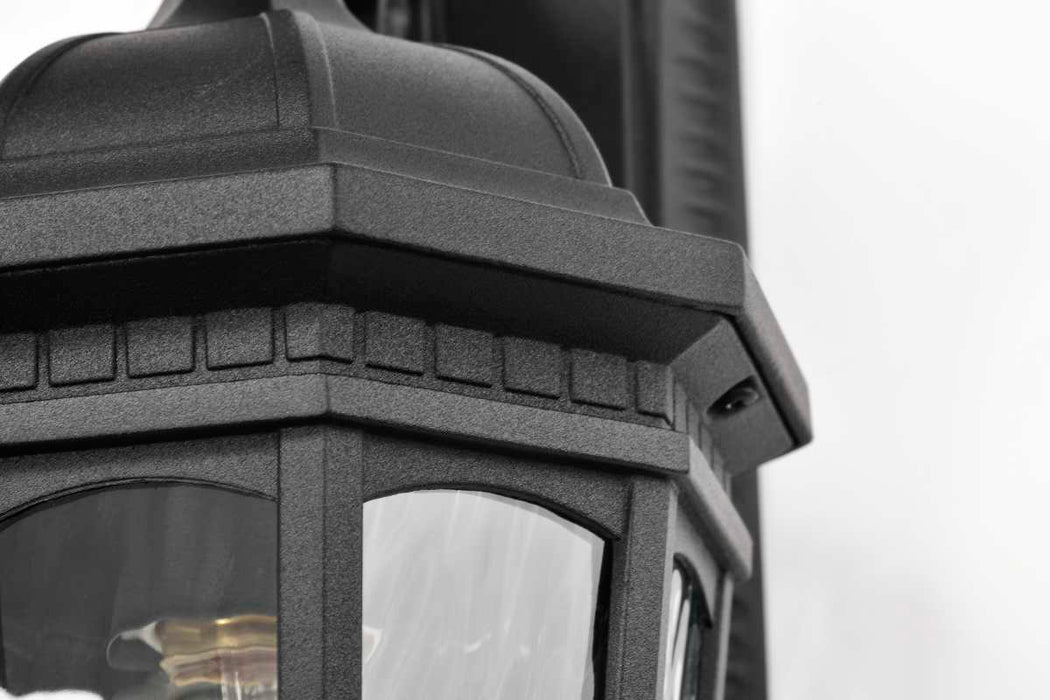 Wall Lantern Nuvo 60-5945 East River Collection Outdoor 12 inch Small Wall Light - Matte Black Finish with Clear Water Glass Nuvo