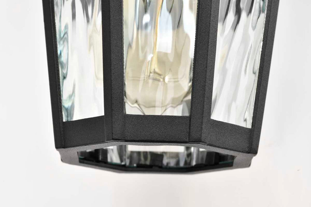 Wall Lantern Nuvo 60-5945 East River Collection Outdoor 12 inch Small Wall Light - Matte Black Finish with Clear Water Glass Nuvo