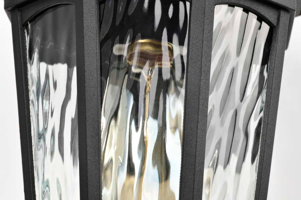 Wall Lantern Nuvo 60-5945 East River Collection Outdoor 12 inch Small Wall Light - Matte Black Finish with Clear Water Glass Nuvo