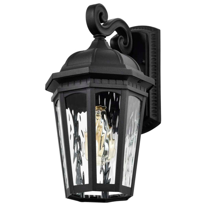 Wall Lantern Nuvo 60-5946 East River Collection Outdoor 16 inch Large Wall Light - Matte Black Finish with Clear Water Glass Nuvo
