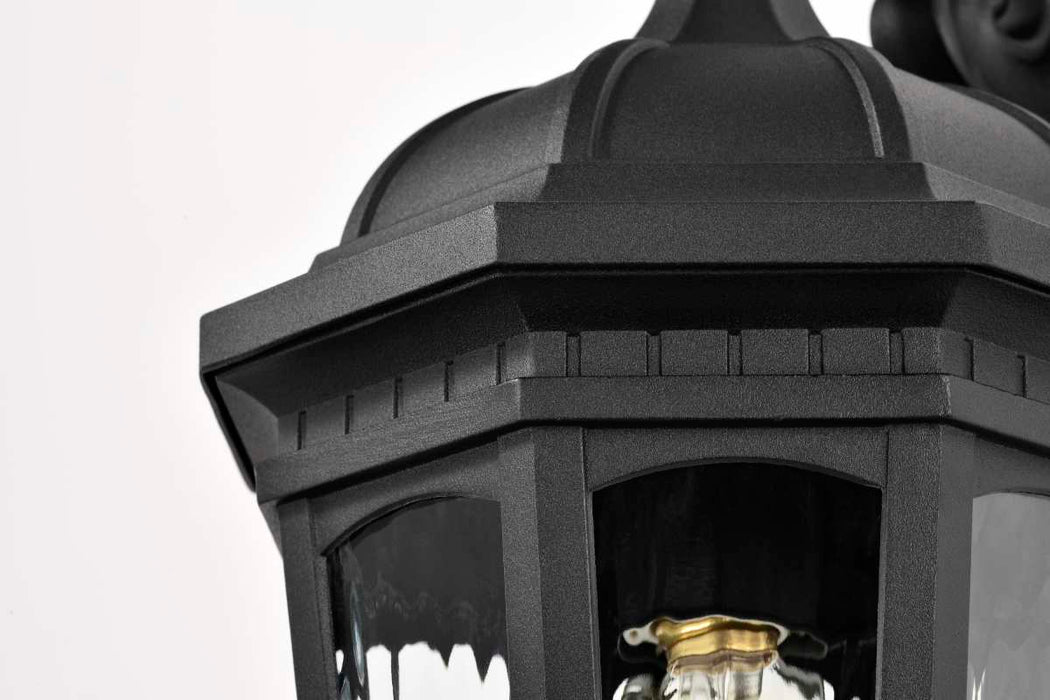 Wall Lantern Nuvo 60-5946 East River Collection Outdoor 16 inch Large Wall Light - Matte Black Finish with Clear Water Glass Nuvo