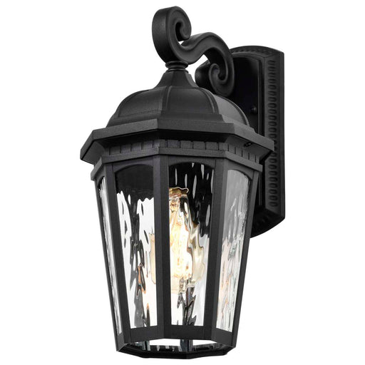 Wall Lantern Nuvo 60-5946 East River Collection Outdoor 16 inch Large Wall Light - Matte Black Finish with Clear Water Glass Nuvo