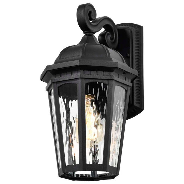 Wall Lantern Nuvo 60-5946 East River Collection Outdoor 16 inch Large Wall Light - Matte Black Finish with Clear Water Glass Nuvo