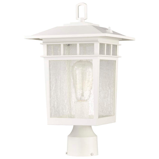 Post Lantern Nuvo 60-5951 Cove Neck Collection Outdoor Large 16 inch Post Light Pole Lantern - White Finish with Clear Seeded Glass Nuvo