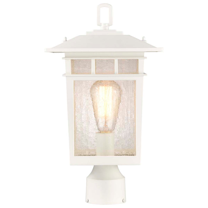 Post Lantern Nuvo 60-5951 Cove Neck Collection Outdoor Large 16 inch Post Light Pole Lantern - White Finish with Clear Seeded Glass Nuvo