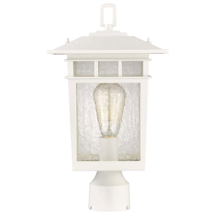 Post Lantern Nuvo 60-5951 Cove Neck Collection Outdoor Large 16 inch Post Light Pole Lantern - White Finish with Clear Seeded Glass Nuvo