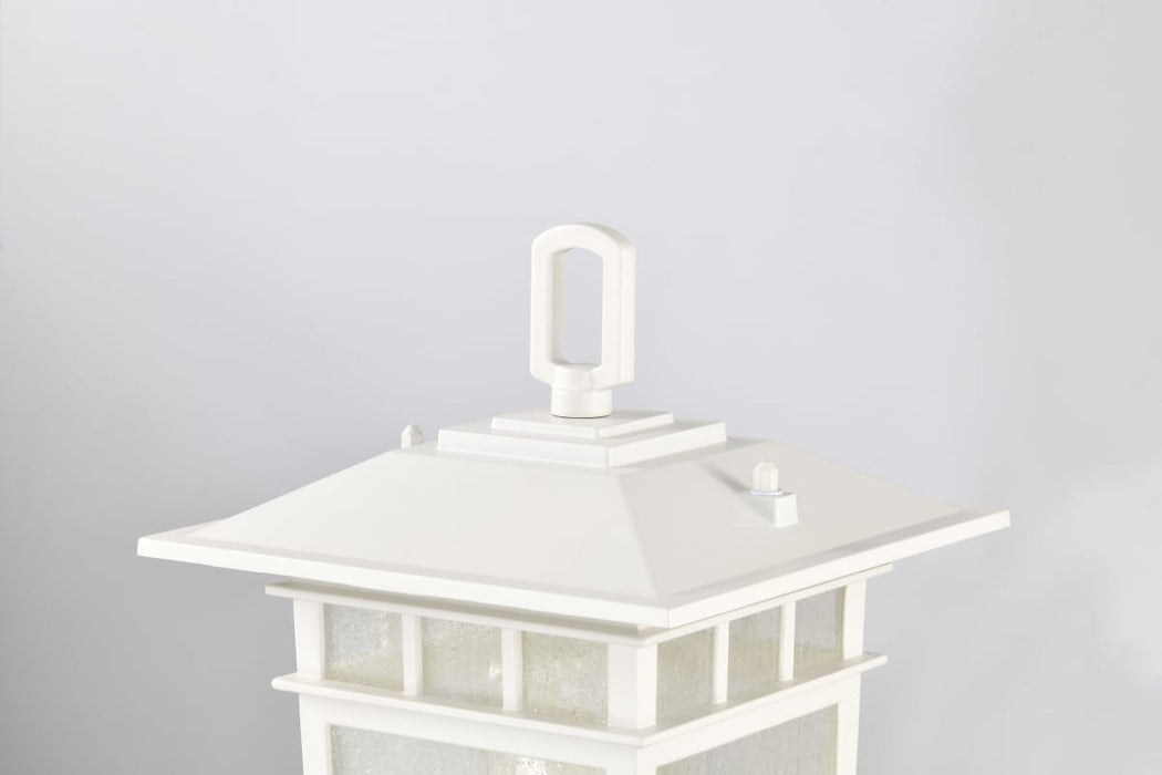 Post Lantern Nuvo 60-5951 Cove Neck Collection Outdoor Large 16 inch Post Light Pole Lantern - White Finish with Clear Seeded Glass Nuvo