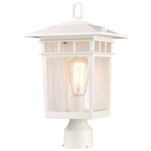 Post Lantern Nuvo 60-5951 Cove Neck Collection Outdoor Large 16 inch Post Light Pole Lantern - White Finish with Clear Seeded Glass Nuvo