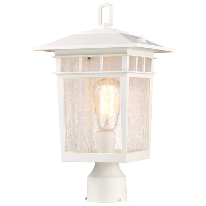 Post Lantern Nuvo 60-5951 Cove Neck Collection Outdoor Large 16 inch Post Light Pole Lantern - White Finish with Clear Seeded Glass Nuvo