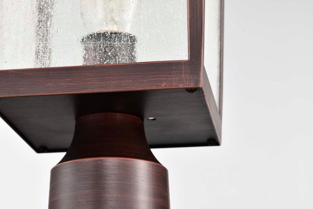 Post Lantern Nuvo 60-5952 Cove Neck Collection Outdoor Large 16 inch Post Light Pole Lantern - Rustic Bronze Finish with Clear Seeded Glass Nuvo