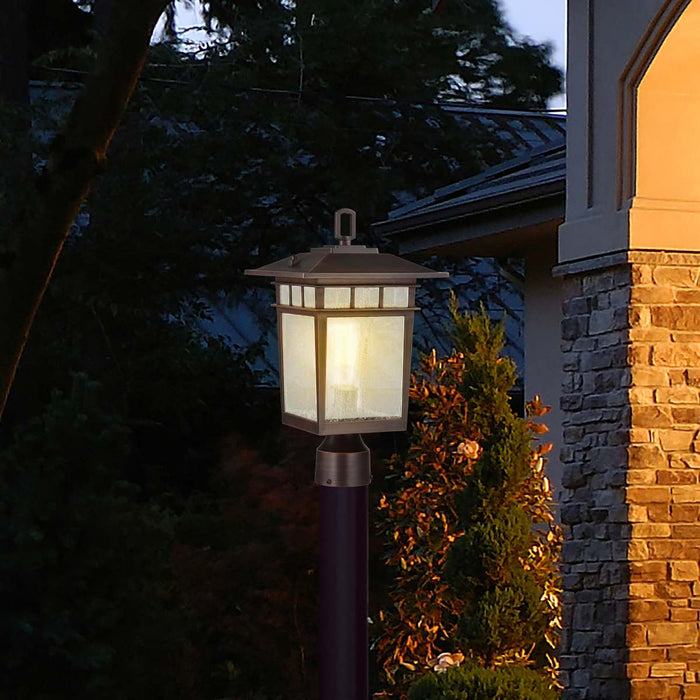 Post Lantern Nuvo 60-5952 Cove Neck Collection Outdoor Large 16 inch Post Light Pole Lantern - Rustic Bronze Finish with Clear Seeded Glass Nuvo