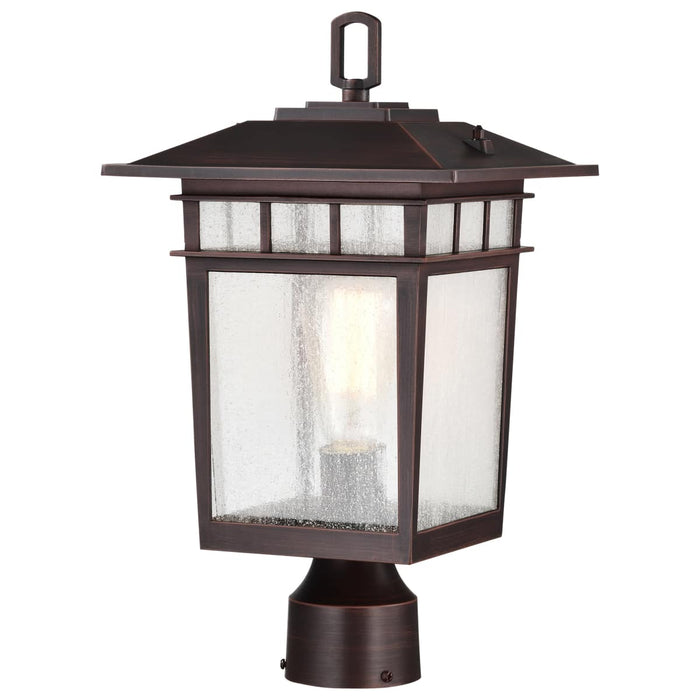 Post Lantern Nuvo 60-5952 Cove Neck Collection Outdoor Large 16 inch Post Light Pole Lantern - Rustic Bronze Finish with Clear Seeded Glass Nuvo