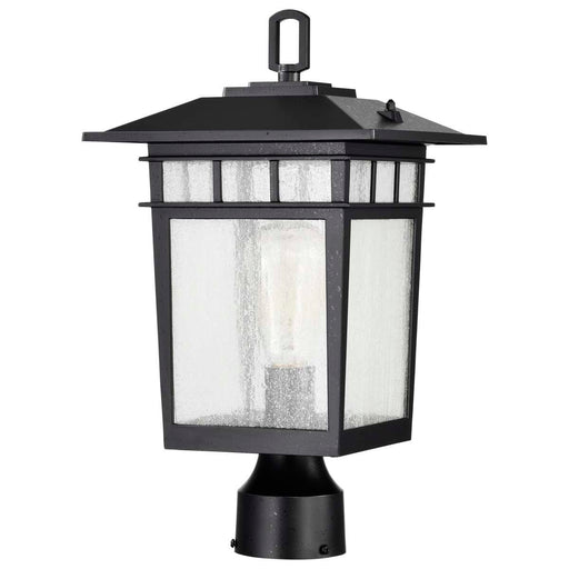 Post Lantern Nuvo 60-5953 Cove Neck Collection Outdoor Large 16 inch Post Light Pole Lantern - Textured Black Finish with Clear Seeded Glass Nuvo
