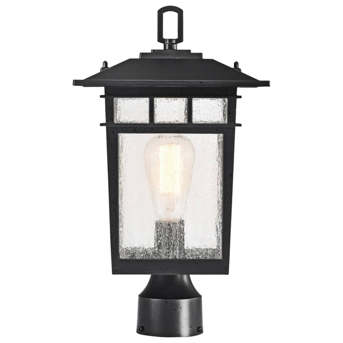 Post Lantern Nuvo 60-5953 Cove Neck Collection Outdoor Large 16 inch Post Light Pole Lantern - Textured Black Finish with Clear Seeded Glass Nuvo