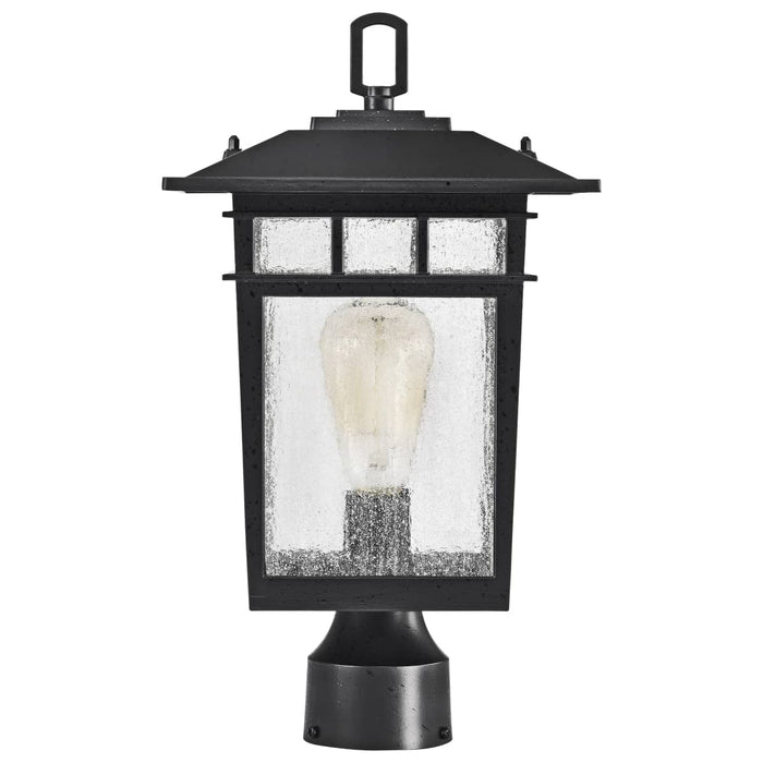 Post Lantern Nuvo 60-5953 Cove Neck Collection Outdoor Large 16 inch Post Light Pole Lantern - Textured Black Finish with Clear Seeded Glass Nuvo