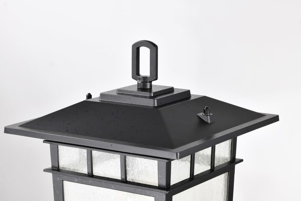 Post Lantern Nuvo 60-5953 Cove Neck Collection Outdoor Large 16 inch Post Light Pole Lantern - Textured Black Finish with Clear Seeded Glass Nuvo