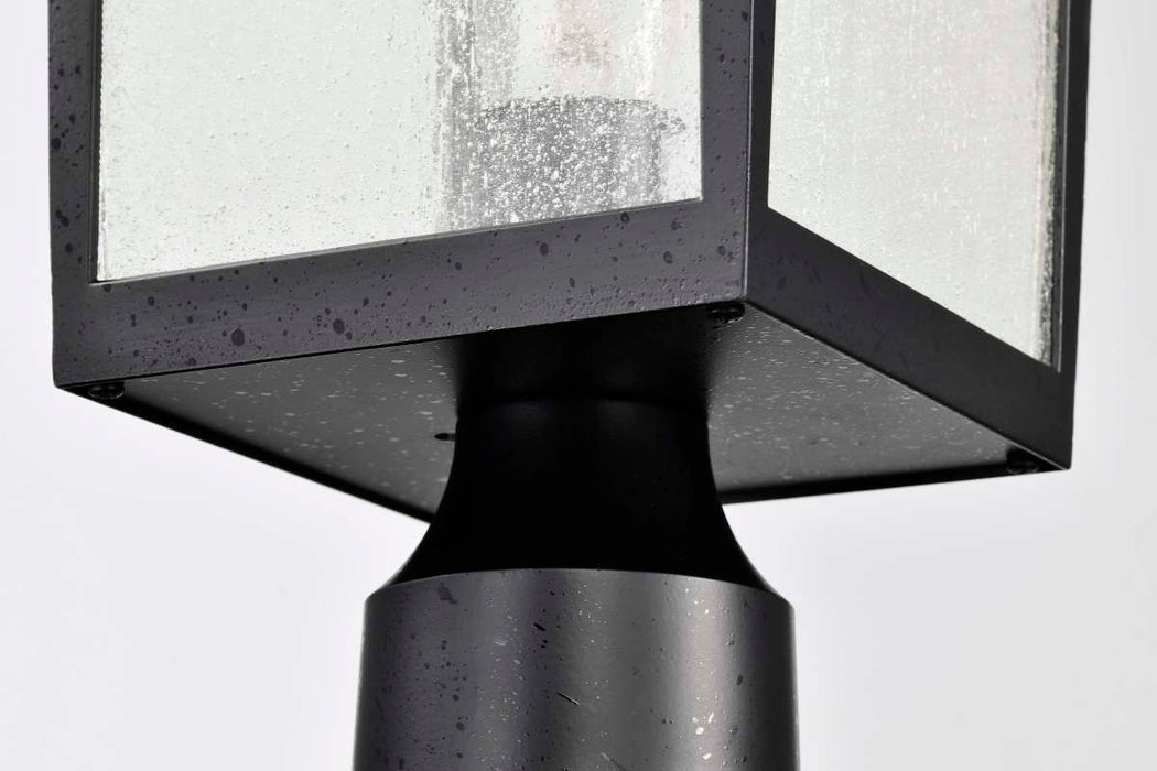 Post Lantern Nuvo 60-5953 Cove Neck Collection Outdoor Large 16 inch Post Light Pole Lantern - Textured Black Finish with Clear Seeded Glass Nuvo