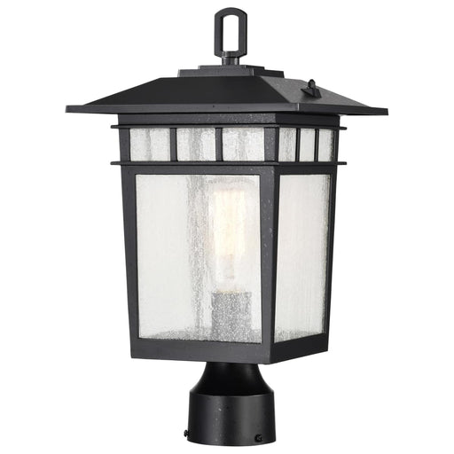 Post Lantern Nuvo 60-5953 Cove Neck Collection Outdoor Large 16 inch Post Light Pole Lantern - Textured Black Finish with Clear Seeded Glass Nuvo