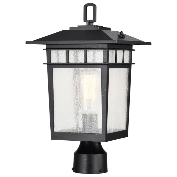 Post Lantern Nuvo 60-5953 Cove Neck Collection Outdoor Large 16 inch Post Light Pole Lantern - Textured Black Finish with Clear Seeded Glass Nuvo
