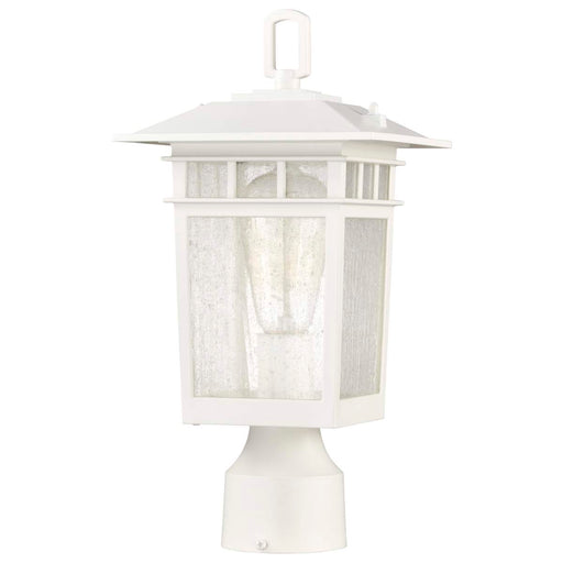 Post Lantern Nuvo 60-5954 Cove Neck Collection Outdoor Medium 14 inch Post Light Pole Lantern - White Finish with Clear Seeded Glass Nuvo