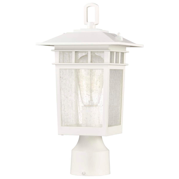 Post Lantern Nuvo 60-5954 Cove Neck Collection Outdoor Medium 14 inch Post Light Pole Lantern - White Finish with Clear Seeded Glass Nuvo