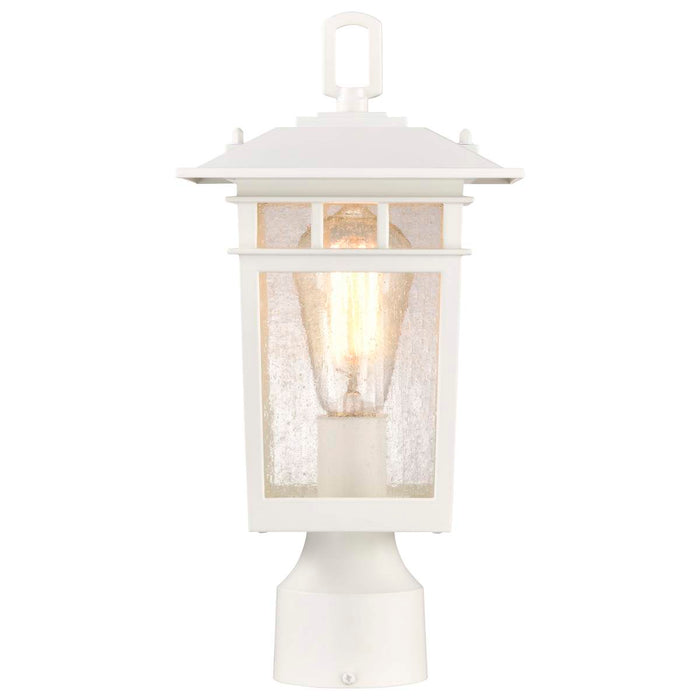 Post Lantern Nuvo 60-5954 Cove Neck Collection Outdoor Medium 14 inch Post Light Pole Lantern - White Finish with Clear Seeded Glass Nuvo