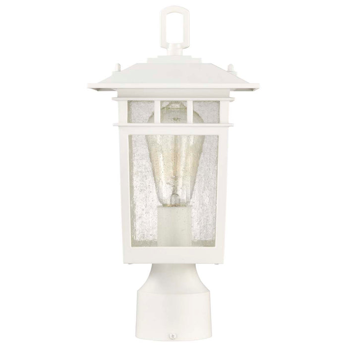 Post Lantern Nuvo 60-5954 Cove Neck Collection Outdoor Medium 14 inch Post Light Pole Lantern - White Finish with Clear Seeded Glass Nuvo