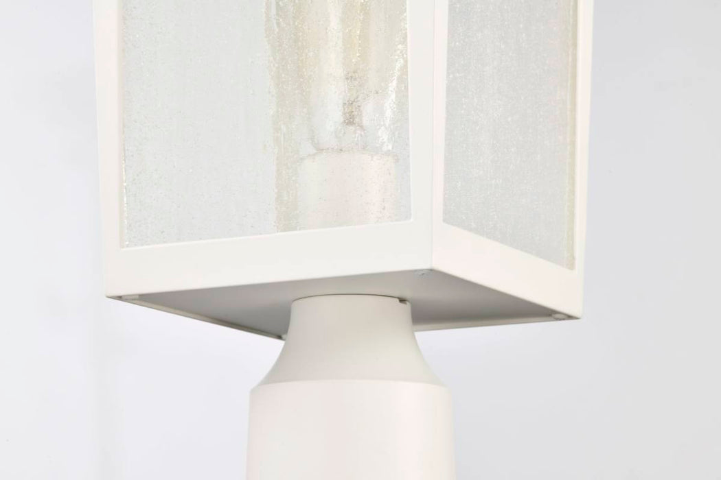 Post Lantern Nuvo 60-5954 Cove Neck Collection Outdoor Medium 14 inch Post Light Pole Lantern - White Finish with Clear Seeded Glass Nuvo
