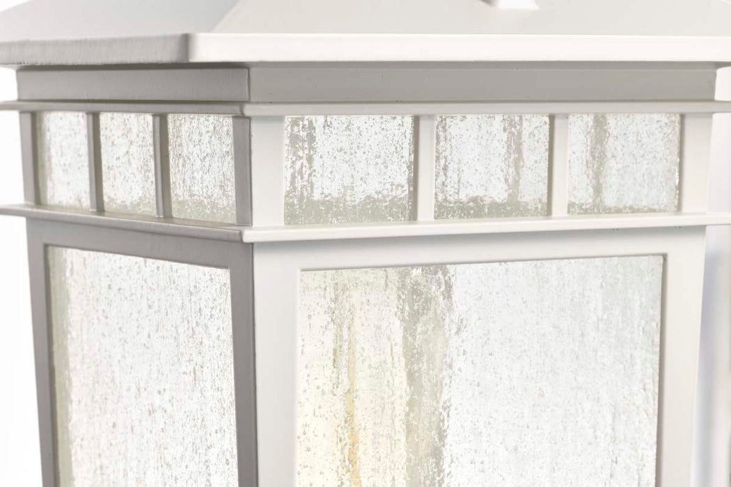Post Lantern Nuvo 60-5954 Cove Neck Collection Outdoor Medium 14 inch Post Light Pole Lantern - White Finish with Clear Seeded Glass Nuvo