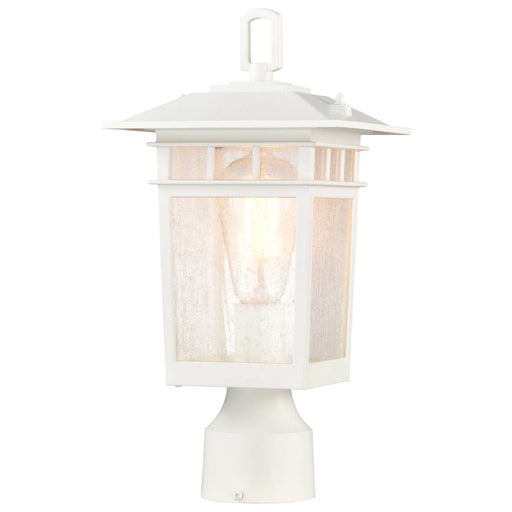 Post Lantern Nuvo 60-5954 Cove Neck Collection Outdoor Medium 14 inch Post Light Pole Lantern - White Finish with Clear Seeded Glass Nuvo