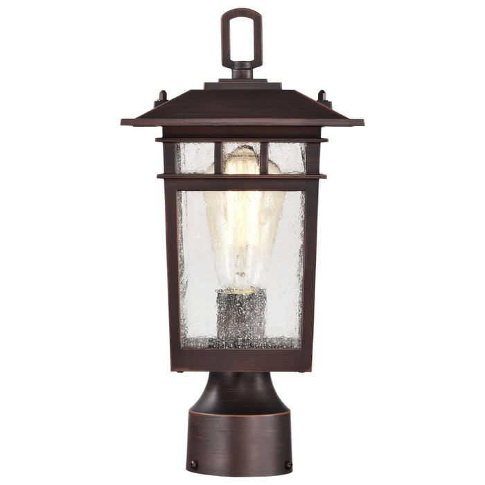 Post Lantern Nuvo 60-5955 Cove Neck Collection Outdoor Medium 14 inch Post Light Pole Lantern - Rustic Bronze Finish with Clear Seeded Glass Nuvo