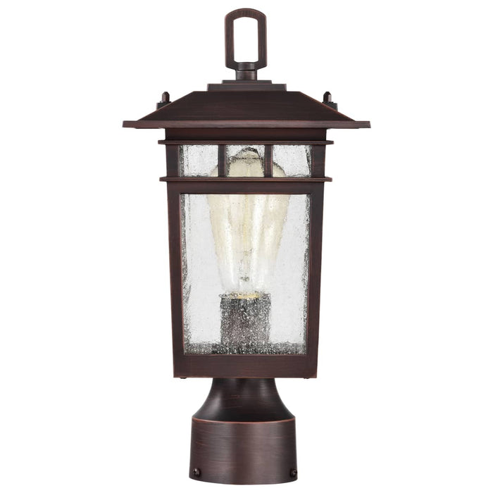 Post Lantern Nuvo 60-5955 Cove Neck Collection Outdoor Medium 14 inch Post Light Pole Lantern - Rustic Bronze Finish with Clear Seeded Glass Nuvo