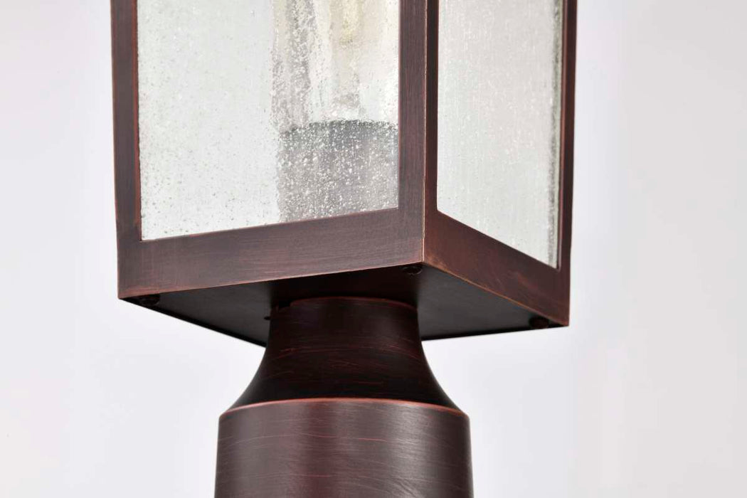 Post Lantern Nuvo 60-5955 Cove Neck Collection Outdoor Medium 14 inch Post Light Pole Lantern - Rustic Bronze Finish with Clear Seeded Glass Nuvo