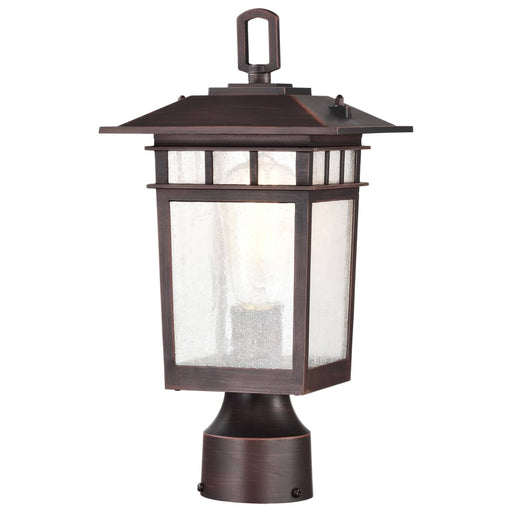 Post Lantern Nuvo 60-5955 Cove Neck Collection Outdoor Medium 14 inch Post Light Pole Lantern - Rustic Bronze Finish with Clear Seeded Glass Nuvo