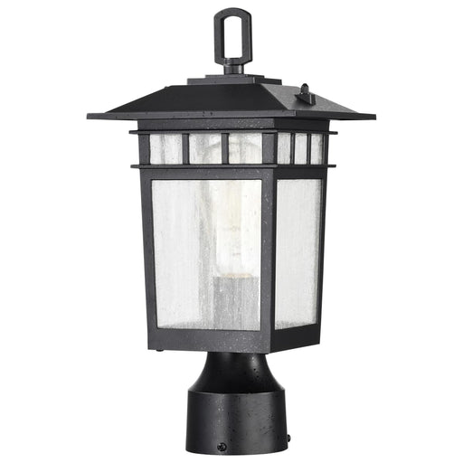 Post Lantern Nuvo 60-5956 Cove Neck Collection Outdoor Medium 14 inch Post Light Pole Lantern - Textured Black Finish with Clear Seeded Glass Nuvo