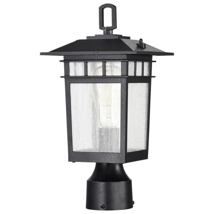 Post Lantern Nuvo 60-5956 Cove Neck Collection Outdoor Medium 14 inch Post Light Pole Lantern - Textured Black Finish with Clear Seeded Glass Nuvo