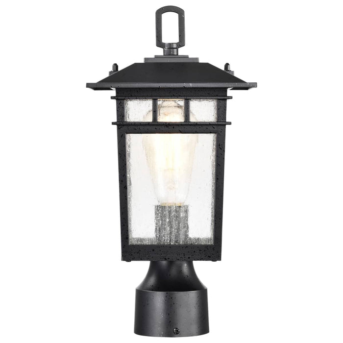 Post Lantern Nuvo 60-5956 Cove Neck Collection Outdoor Medium 14 inch Post Light Pole Lantern - Textured Black Finish with Clear Seeded Glass Nuvo