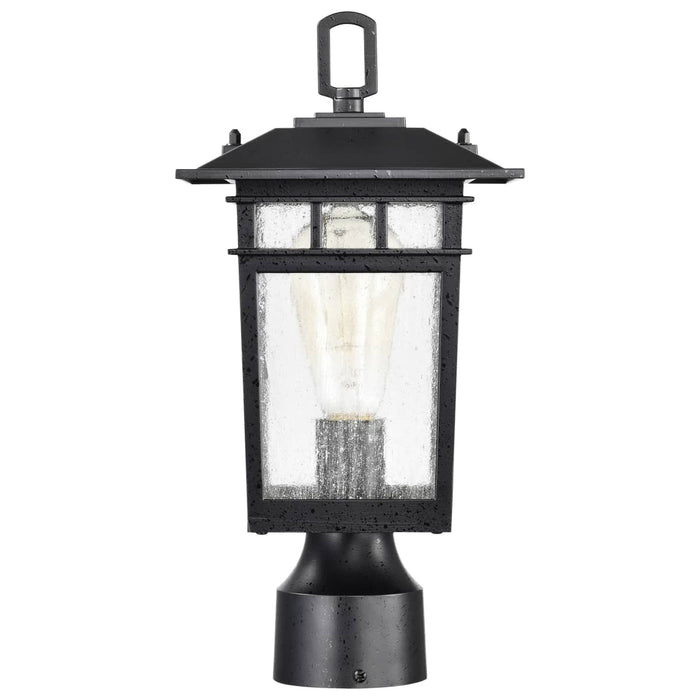 Post Lantern Nuvo 60-5956 Cove Neck Collection Outdoor Medium 14 inch Post Light Pole Lantern - Textured Black Finish with Clear Seeded Glass Nuvo