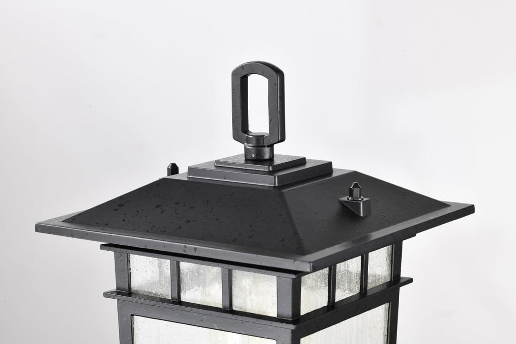 Post Lantern Nuvo 60-5956 Cove Neck Collection Outdoor Medium 14 inch Post Light Pole Lantern - Textured Black Finish with Clear Seeded Glass Nuvo