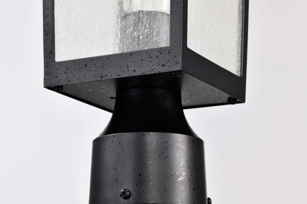 Post Lantern Nuvo 60-5956 Cove Neck Collection Outdoor Medium 14 inch Post Light Pole Lantern - Textured Black Finish with Clear Seeded Glass Nuvo
