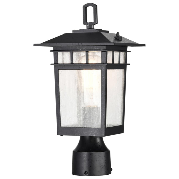 Post Lantern Nuvo 60-5956 Cove Neck Collection Outdoor Medium 14 inch Post Light Pole Lantern - Textured Black Finish with Clear Seeded Glass Nuvo