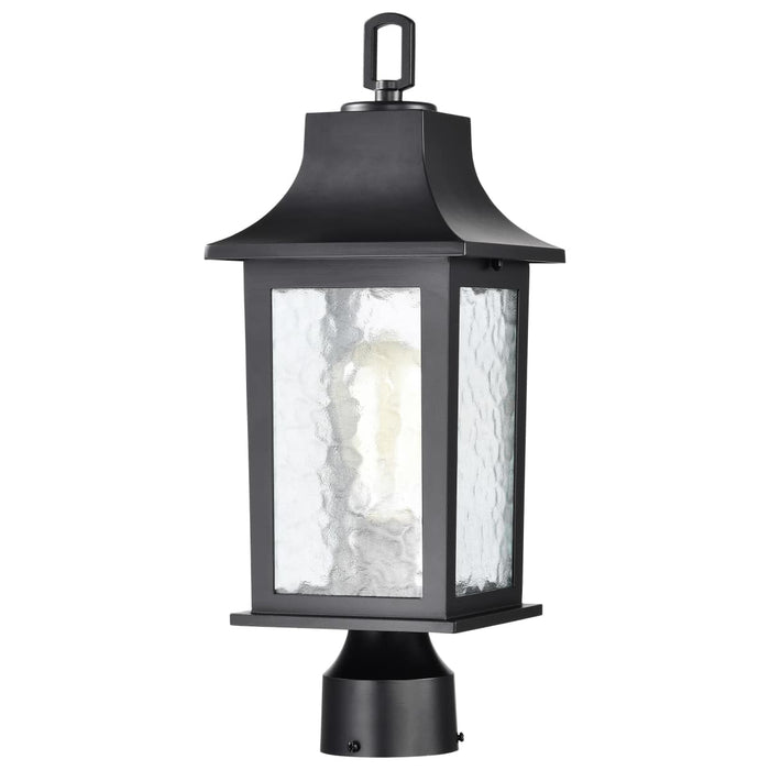 Post Lantern Nuvo 60-5957 Stillwell Collection Outdoor 17 inch Post Light Pole Lantern - Matte Black with Clear Water Glass Nuvo