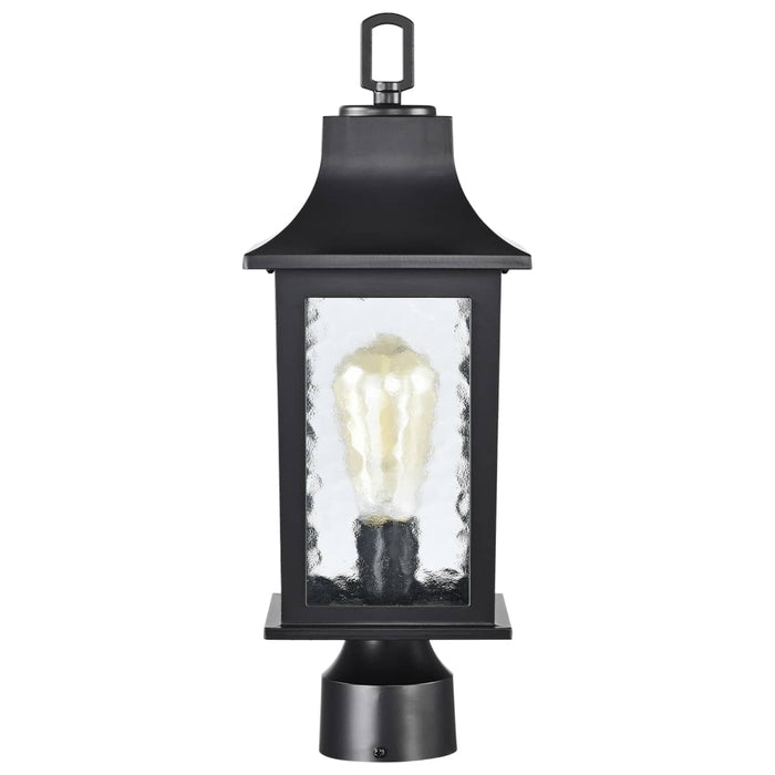 Post Lantern Nuvo 60-5957 Stillwell Collection Outdoor 17 inch Post Light Pole Lantern - Matte Black with Clear Water Glass Nuvo