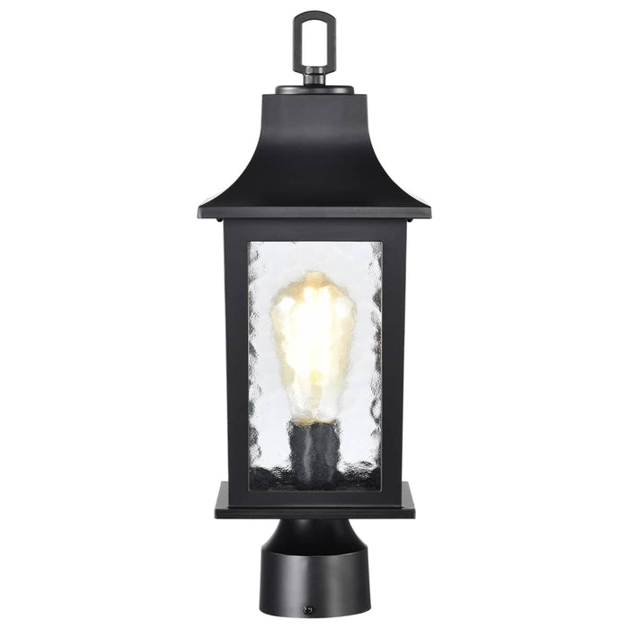 Post Lantern Nuvo 60-5957 Stillwell Collection Outdoor 17 inch Post Light Pole Lantern - Matte Black with Clear Water Glass Nuvo