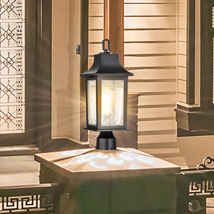 Post Lantern Nuvo 60-5957 Stillwell Collection Outdoor 17 inch Post Light Pole Lantern - Matte Black with Clear Water Glass Nuvo