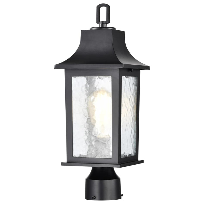 Post Lantern Nuvo 60-5957 Stillwell Collection Outdoor 17 inch Post Light Pole Lantern - Matte Black with Clear Water Glass Nuvo