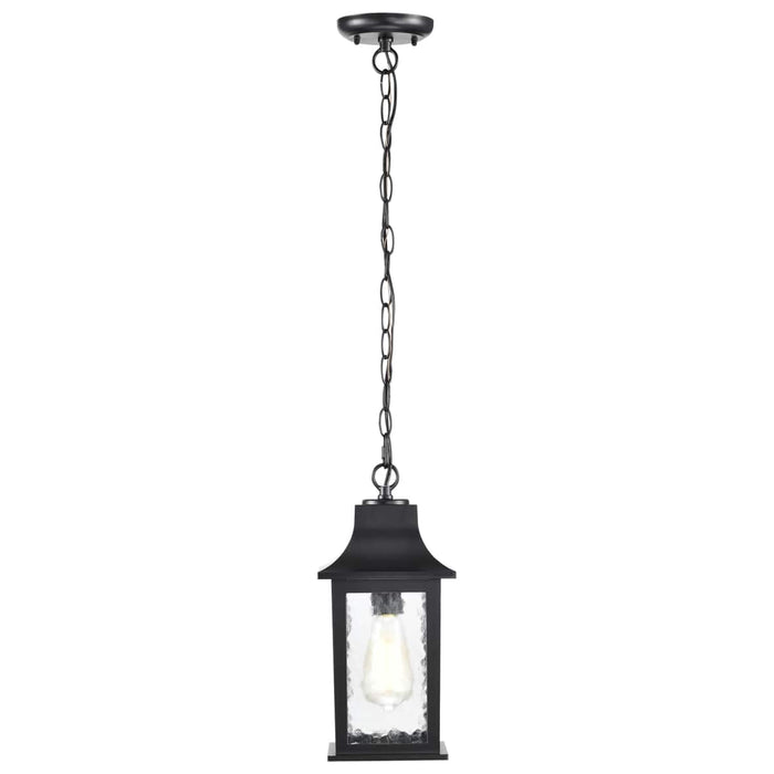 Hanging Lantern Nuvo 60-5958 Stillwell Collection Outdoor 14 inch Hanging Light - Matte Black Finish with Clear Water Glass Nuvo