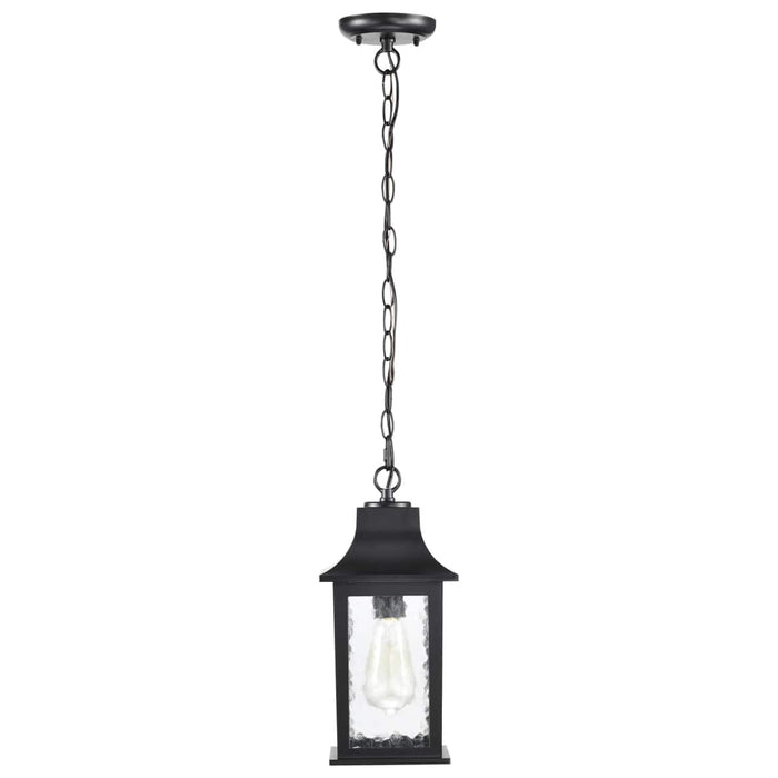 Hanging Lantern Nuvo 60-5958 Stillwell Collection Outdoor 14 inch Hanging Light - Matte Black Finish with Clear Water Glass Nuvo