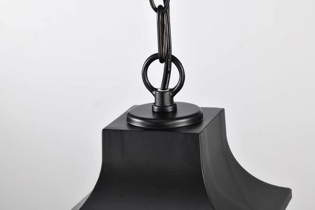 Hanging Lantern Nuvo 60-5958 Stillwell Collection Outdoor 14 inch Hanging Light - Matte Black Finish with Clear Water Glass Nuvo