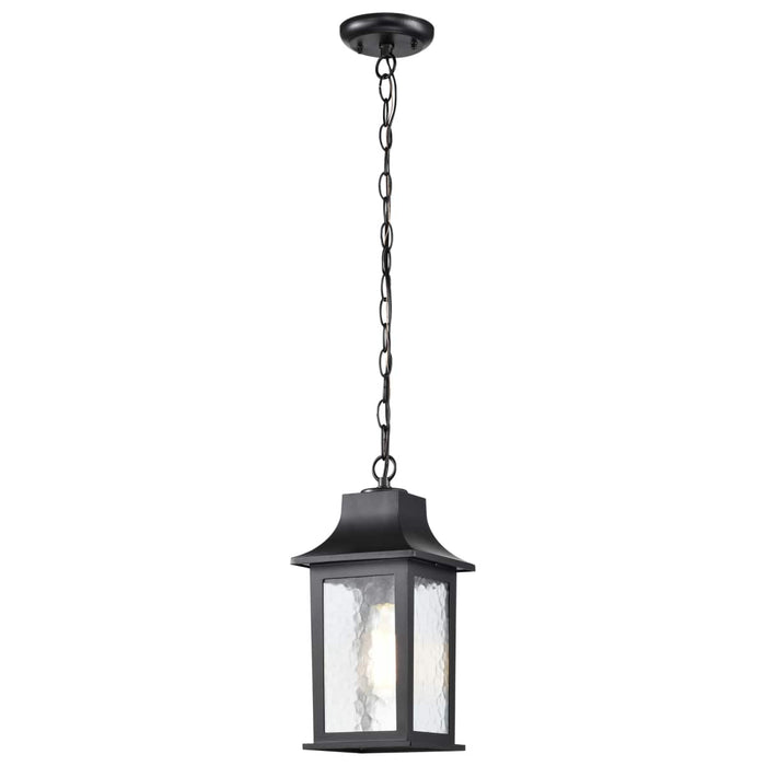 Hanging Lantern Nuvo 60-5958 Stillwell Collection Outdoor 14 inch Hanging Light - Matte Black Finish with Clear Water Glass Nuvo